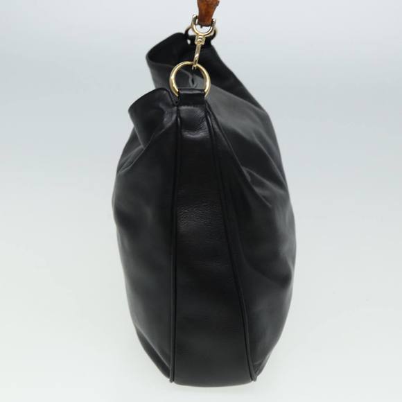 GUCCI Bamboo Hand Bag Leather Black Auth 80628 - Picture 5 of 16